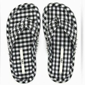 NWT Zara Studded Quilted Sandals Gingham Bloggers Fav